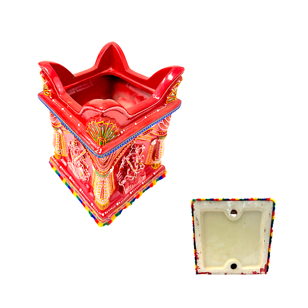 Tulsi Pot 10 Inch Red with Decorations - view 3