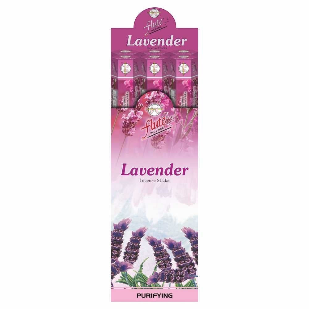 Flute Brand Lavender Incense Sticks, 6 tubes of 20 sticks each, for relaxation and meditation.