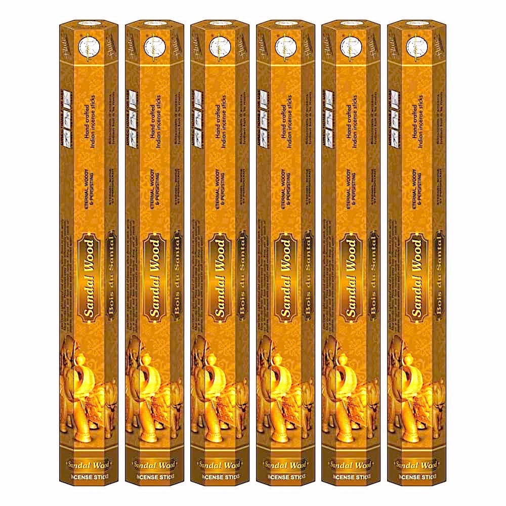 Flute Brand Sandalwood Incense Sticks (6 tubes of 20 sticks each)