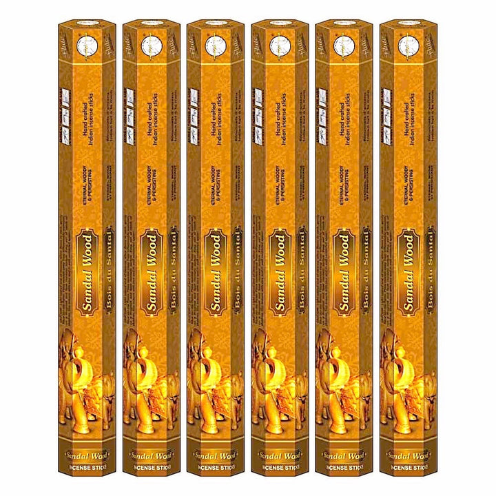 Flute Brand Sandalwood Incense Sticks (6 tubes of 20 sticks each)