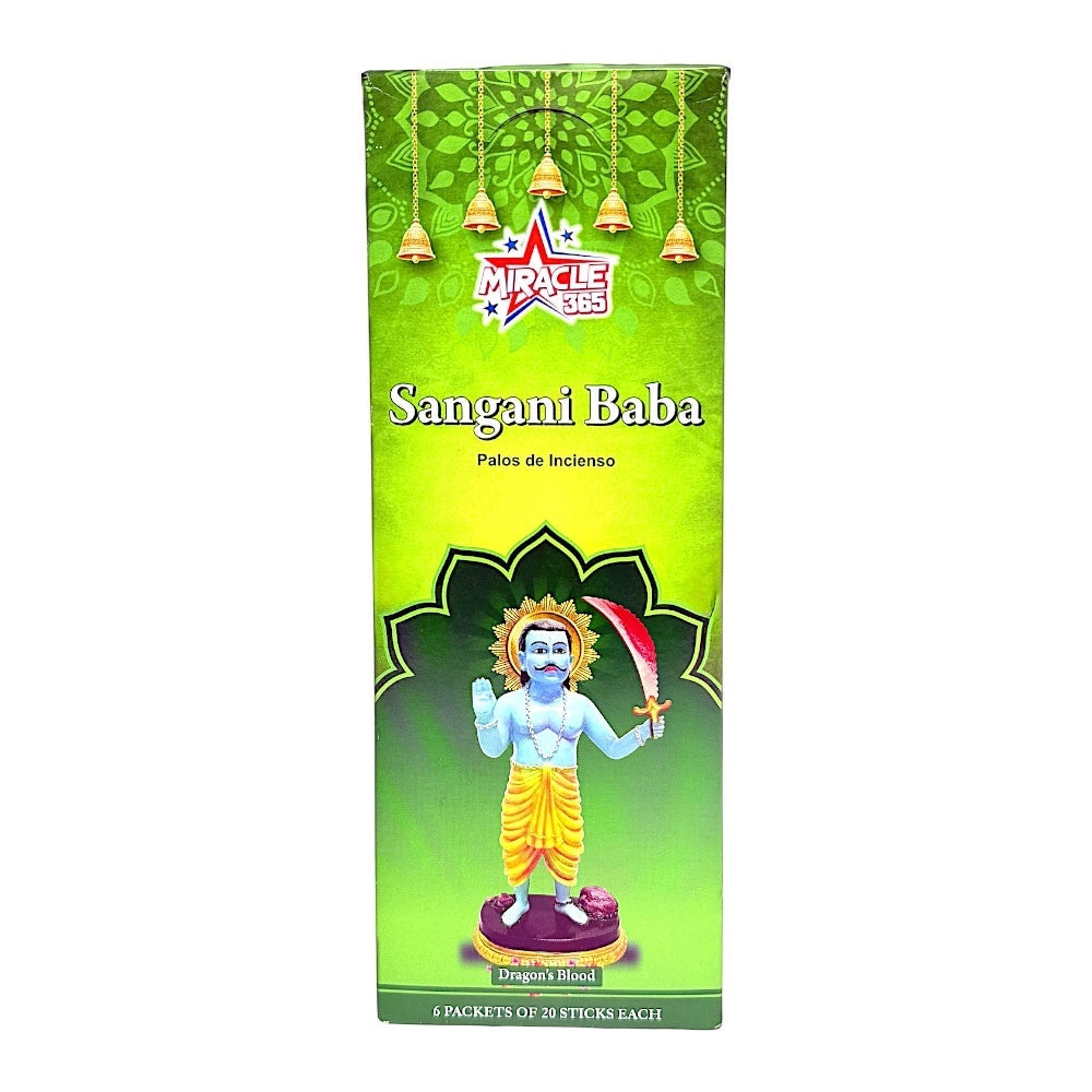 Quality Indian Goods Sangani Baba Dragon's Blood incense sticks, 6 tubes of 20 sticks each, for meditation and home fragrance.